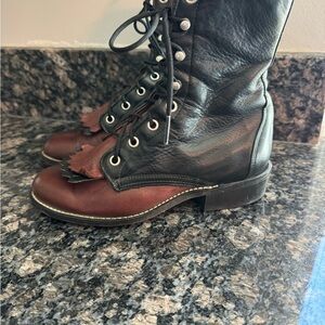 LAREDO USA made Women's  Leather Western Lace Up Kiltie Boots Size 5.5 M  Shoes